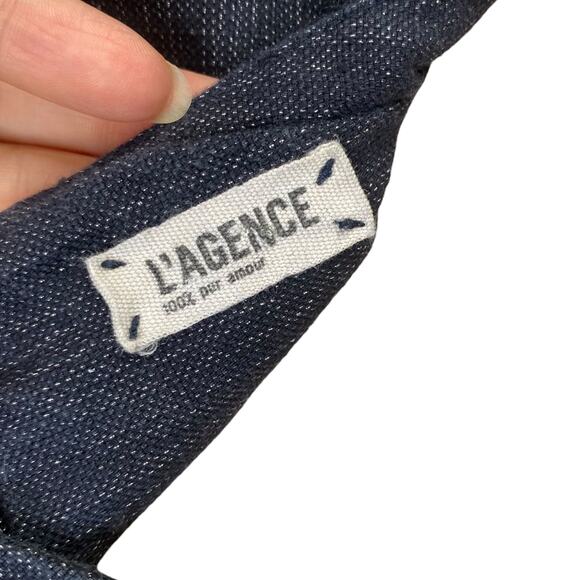 L'Agence Dark Blue Denim Minimalist Cap Sleeve Sheath Dress SZ 8 - Picture 8 of 10